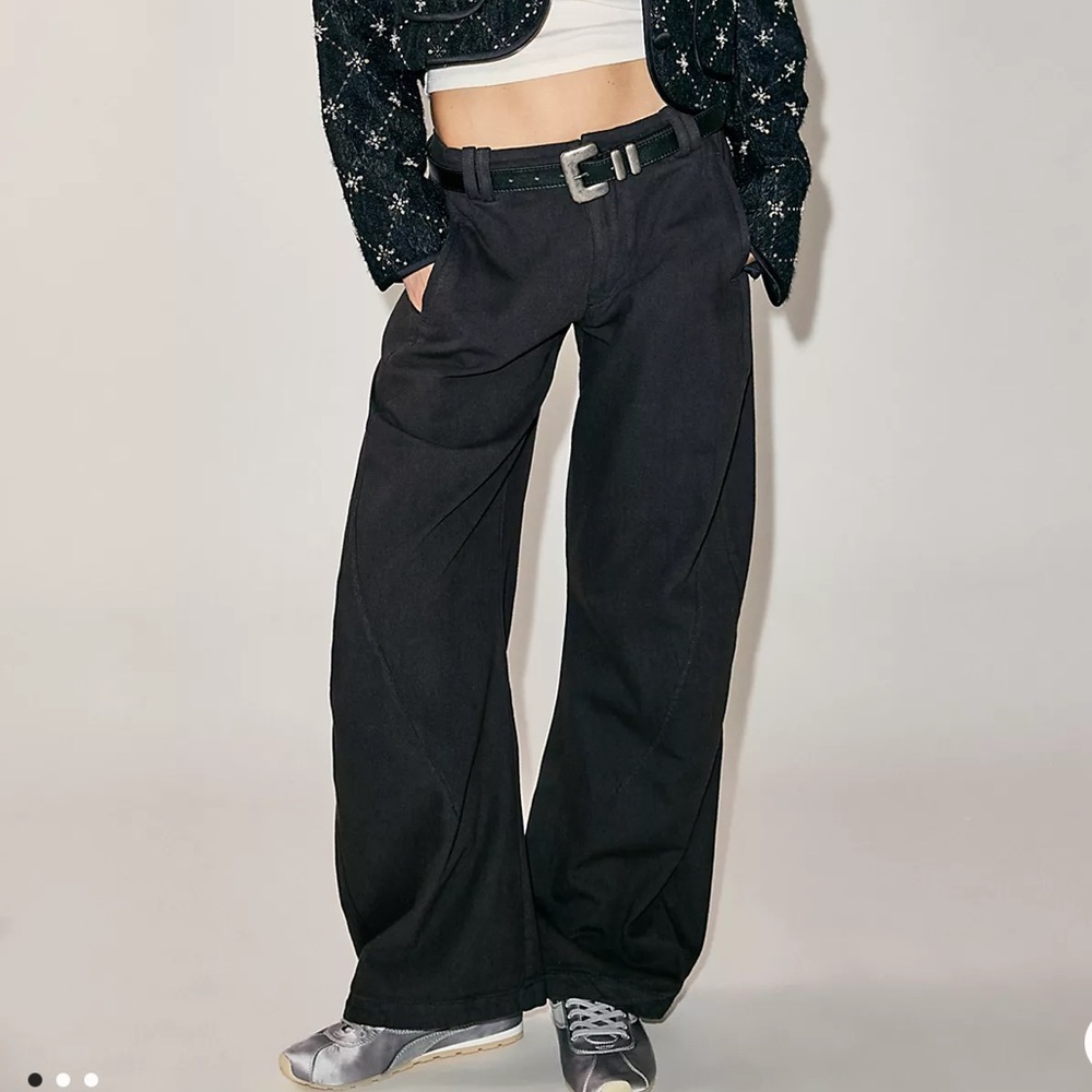 Free People Black Wide Leg Pants